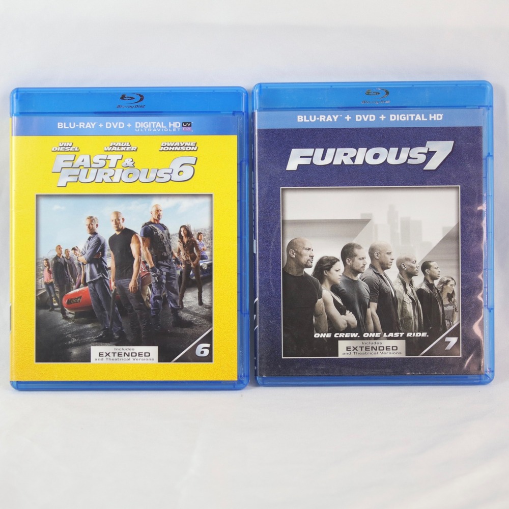 Fast & Furious 6 & 7 Extended Editions Blu-Ray DVD Movie Bundle